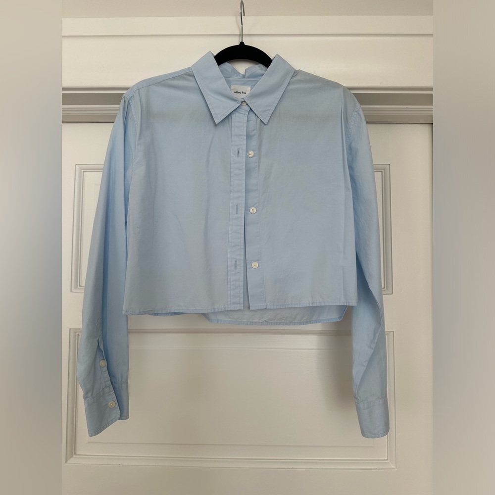 Aritzia Wilfred Free Cropped Button Down (Light Blue, Women’s Medium)